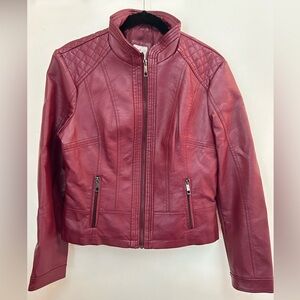 Cute Boutique Leather Faux Jacket Red Size Medium GREAT Condition